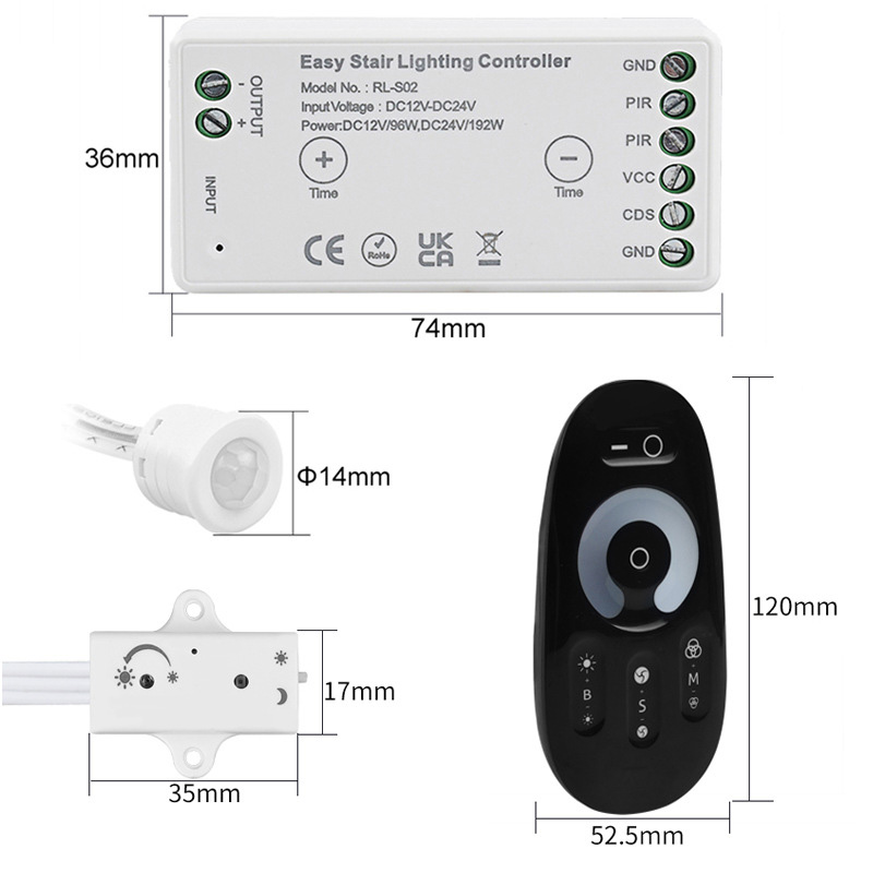 Simple Mini LED Motion Activated Step Lights Controller - Remote Optional